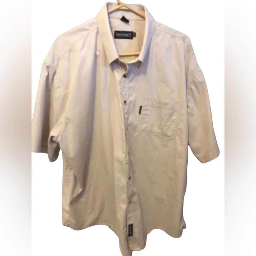 Timberland Weathergear Short Sleeve Cream button down Shirt XXL